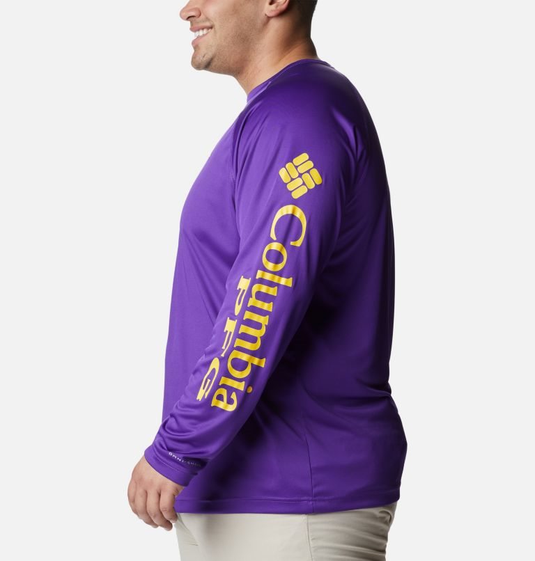 Hanorace Columbia Collegiate PFG Terminal Tackle Long Sleeve - LSU Barbati Violet | Plus Size KYQ19ZS8M